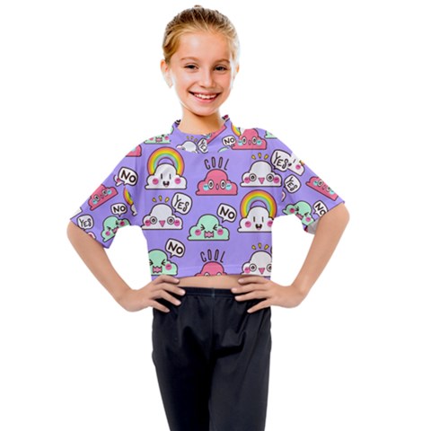 Cloud-seamless-pattern -- Kids Mock Neck Tee by pakminggu