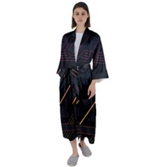 Gradient-geometric-shapes-dark-background Maxi Satin Kimono by pakminggu