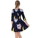 Cute-owl-doodles-with-moon-star-seamless-pattern Smock Dress View2