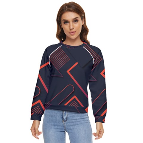 Gradient-geometric-shapes-dark-background-design Women s Long Sleeve Raglan Tee by pakminggu