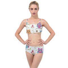 Forest-seamless-pattern-with-cute-owls Layered Top Bikini Set by pakminggu