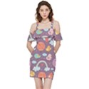 Cute-seamless-pattern-with-doodle-birds-balloons Shoulder Frill Bodycon Summer Dress View3