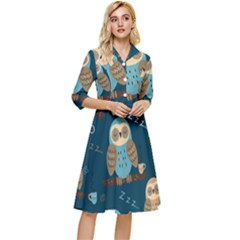 Seamless-pattern-owls-dreaming Classy Knee Length Dress by pakminggu