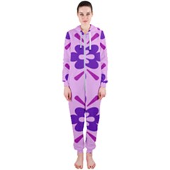 Pink And Purple Flowers Pattern Hooded Jumpsuit (ladies) by shoopshirt