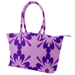 Pink And Purple Flowers Pattern Canvas Shoulder Bag by shoopshirt