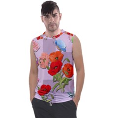 Seamless Pattern With Roses And Butterflies Men s Regular Tank Top by shoopshirt