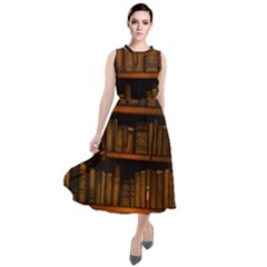 Books Library Round Neck Boho Dress by uniart180623