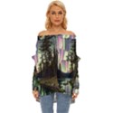 Northern Lights Aurora Borealis Off Shoulder Chiffon Pocket Shirt View1