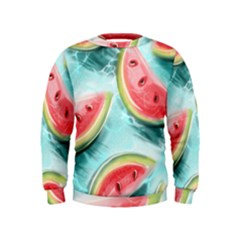 Watermelon Fruit Juicy Summer Heat Kids  Sweatshirt by uniart180623