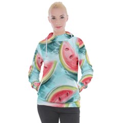 Watermelon Fruit Juicy Summer Heat Women s Hooded Pullover by uniart180623