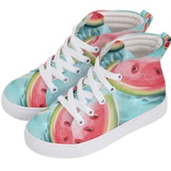 Watermelon Fruit Juicy Summer Heat Kids  Hi-top Skate Sneakers by uniart180623