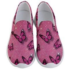 Pink Glitter Butterfly Men s Lightweight Slip Ons by uniart180623