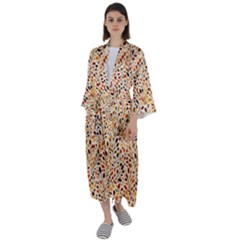 Autumn Leaves Pattern Maxi Satin Kimono by pakminggu