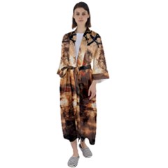 Trees Sunset Mist Maxi Satin Kimono by pakminggu