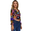 Abstract A Colorful Modern Illustration--- Long Sleeve V-Neck Top View3