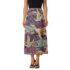 Textile-fabric-cloth-pattern Classic Midi Chiffon Skirt by Bedest