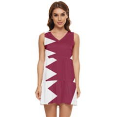 Heart-love-flag-qatar Tiered Sleeveless Mini Dress by Bedest