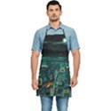 Night Black City Neon Sky Stars Moon Abstract Kitchen Apron View1