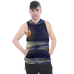 Beautiful Moon Nigh Sky Stars Men s Sleeveless Hoodie by Cowasu