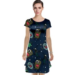 Monster Alien Pattern Seamless Background Cap Sleeve Nightdress by pakminggu