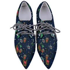 Monster Alien Pattern Seamless Background Pointed Oxford Shoes by pakminggu