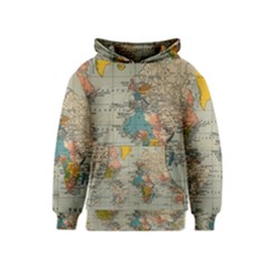 Vintage World Map Kids  Pullover Hoodie by pakminggu