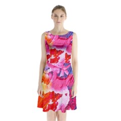 Colorful-100 Sleeveless Waist Tie Chiffon Dress by nateshop