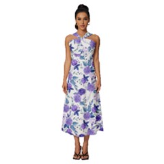 Violet-01 Sleeveless Cross Front Cocktail Midi Chiffon Dress by nateshop