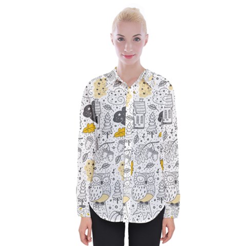 Doodle Seamless Pattern With Autumn Elements Womens Long Sleeve Shirt by pakminggu