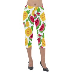 Watermelon -12 Lightweight Velour Capri Leggings  by nateshop