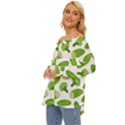 Vegetable Pattern With Composition Broccoli Off Shoulder Chiffon Pocket Shirt View2