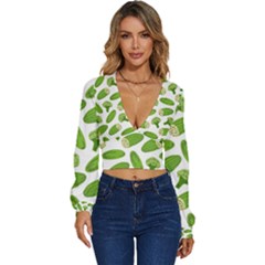 Vegetable Pattern With Composition Broccoli Long Sleeve Deep-v Velour Top by pakminggu