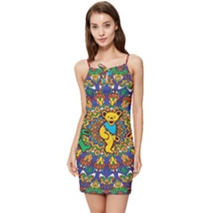 Dead Dancing Bears Grateful Dead Pattern Summer Tie Front Dress by Grandong