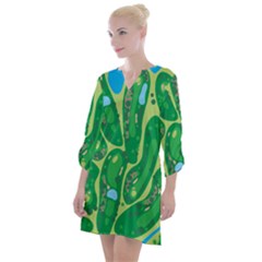 Golf Course Par Golf Course Green Open Neck Shift Dress by Cowasu