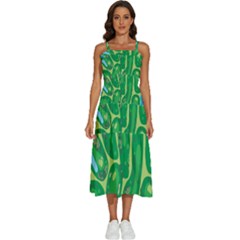 Golf Course Par Golf Course Green Sleeveless Shoulder Straps Boho Dress by Cowasu