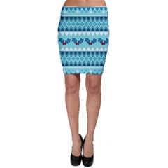 Blue Christmas Vintage Ethnic Seamless Pattern Bodycon Skirt by Bedest