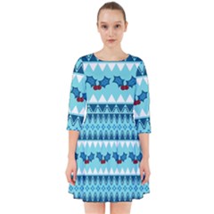 Blue Christmas Vintage Ethnic Seamless Pattern Smock Dress by Bedest