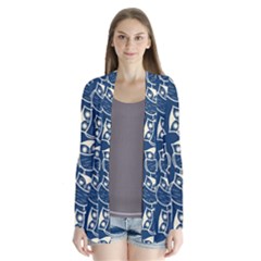 Cute Seamless Owl Background Pattern Drape Collar Cardigan by Bedest