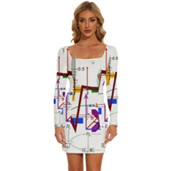 Mathematics Formula Physics School Long Sleeve Square Neck Bodycon Velvet Dress by Bedest