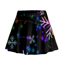 Snowflakes Snow Winter Christmas Mini Flare Skirt by Bedest