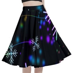 Snowflakes Snow Winter Christmas A-line Full Circle Midi Skirt With Pocket by Bedest