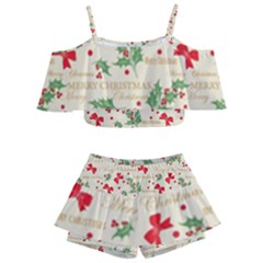 Christmas-paper-scrapbooking-- Kids  Off Shoulder Skirt Bikini by Bedest