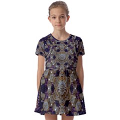 Flowers Of Diamonds In Harmony And Structures Of Love Kids  Short Sleeve Pinafore Style Dress by pepitasart