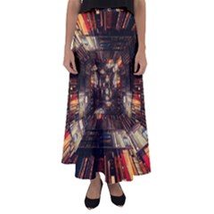 Library-tunnel-books-stacks Flared Maxi Skirt by Bedest