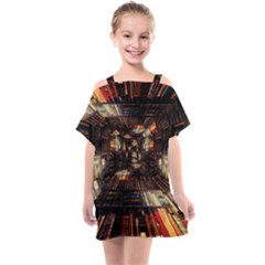 Library-tunnel-books-stacks Kids  One Piece Chiffon Dress by Bedest