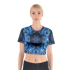 Background-blue-flower Cotton Crop Top by Bedest