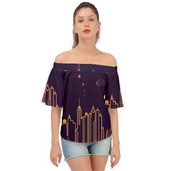 Skyscraper Town Urban Towers Off Shoulder Short Sleeve Top by pakminggu