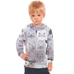Cute Cats Seamless Pattern Kids  Hooded Pullover by pakminggu