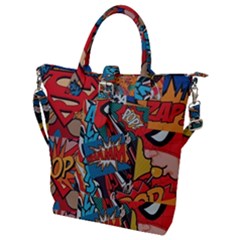 Comic Cartoon Pattern Buckle Top Tote Bag by pakminggu