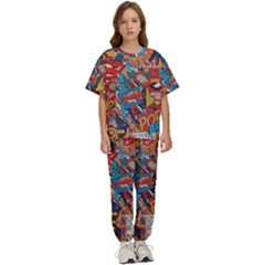 Comic Cartoon Pattern Kids  T-shirt And Pants Sports Set by pakminggu